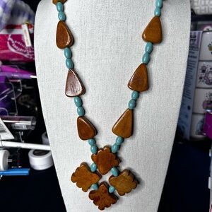 FREE GIVE AWAY! Wooden and Turquoise Beaded Necklace